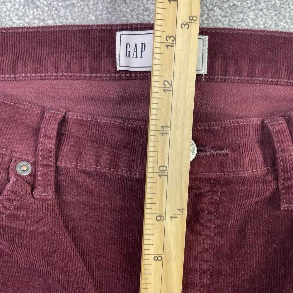 Gap Pants Women’s 14 Cherry Red 70’s Flare High Rise Corduroy Holiday Preppy - Picture 8 of 11